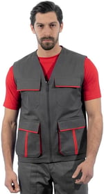 Şensel, Yelek, Gri-Kırmızı -118E3548- Dört Cepli, Mevsimlik - Bedenler: 3XL, S, M, L, XL, XXL