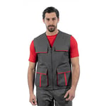 Şensel, Yelek, Gri-Kırmızı -118E3548- Dört Cepli, Mevsimlik - Bedenler: 3XL, S, M, L, XL, XXL