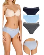 Sensu Kadın Bambu Kumaş Beli Dantelli Slip Külot 3'Lü Paket Set Kts1094,Model3 M