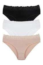 Sensu Kadın Bambu Kumaş Beli Dantelli Slip Külot 3'Lü Paket Set Kts1095,Model4 M