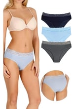 Sensu Kadın Bambu Kumaş Beli Dantelli Slip Külot 3'Lü Paket Set Kts1094,Model3 S