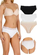 Sensu Kadın Bambu Kumaş Beli Dantelli Slip Külot 3'Lü Paket Set Kts1095,Model4 M