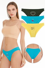 Sensu Kadın Baskılı Slip Külot 3'Lü Paket Set Kts1104