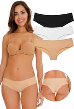 Sensu Kadın - Brazilian Panty Lazer Kesim Külot 3'Lü Paket Set Karışık,Karışık L/Xl