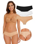 Sensu Kadın - Brazilian Panty Lazer Kesim Külot 3'Lü Paket Set Karışık,Karışık L/Xl