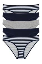 Sensu Kadın Çizgili Karışık Renkler Slip Külot 5'Li Paket Set - Kts3051