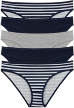 Sensu Kadın Çizgili Karışık Renkler Slip Külot 5'Li Paket Set - Kts3051
