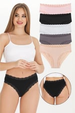 Sensu Kadın Dantelli Karışık Renkler Slip Külot 5l Paket Set KTS3070-5