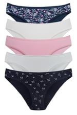 Sensu Kadın Günlük Pamuklu Külot Karışık Renkler Slip 5'Li Paket Set Kts1102