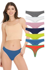 Sensu Kadın Günlük Pamuklu Tanga Külot 7li Paket Set KTS3078 KARIŞIK LARGE
