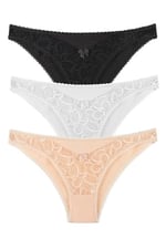 Sensu Kadın Önü Dantelli Slip Külot 3'Lü Paket Set Kts2069