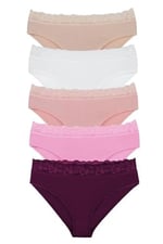 Sensu Kadın Organik Bambu Kumaş Beli Dantelli Slip Külot 5'Li Paket Set - Kts3081