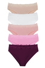Sensu Kadın Organik Bambu Kumaş Beli Dantelli Slip Külot 5'Li Paket Set - Kts3081