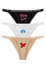 Sensu Kadın Pamuklu Taş Baskılı 3'Lü Slip Külot Set - Kts3040