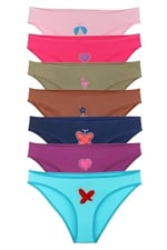Sensu Kadın Pamuklu Taş Baskılı 7'Li Slip Külot Set - Kts2088