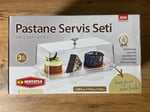 Şenyayla Pastane Servis Seti No:2, Kristal Kapaklı, 3 Parça, 32,5 x 17,5 x 11,5 cm, Pasta Taze Tutar