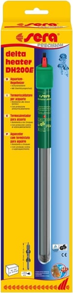 sera delta heater DH200 (200 W) – Şoka dayanıklı standart ısıtıcı, özellikle ince tasarım, aşırı ısınma korumalı - Seçenekler: 200 W, 25 W, 300 W