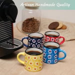 Seramik Espresso Bardakları, 5oz Espresso Bardak Seti 4, El Yapımı Espresso Kupası, 2.75 İnç Espresso Kupaları, Çok Renkli Demitasse Bardaklar, Mikrodalga ve Bulaşık Makinesinde Yıkanabilir Espresso