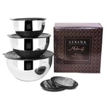 Serenk Modernist 9 parça Rendeli Çelik Karıştırma ve Saklama Kabı Seti | 18/10 paslanmaz çelik, 1.35/3.00/4.60 L, hava geçirmez, 2 rende, Türkiye'de üretilmiştir