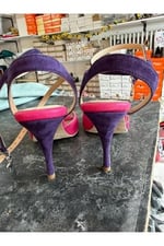 Sessiz Işık Fuşya TANGO DANS VE SALON AYAKKABISI 8,5 CM 13 PONT KONİ MODEL TOPUK KELEBEK MODEL