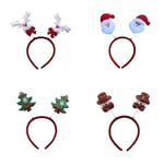 Set of 4 Christmas Headbands with Different Designs Christmas Party Holiday Headbands for Kids Women Men Christmas and Holiday Parties Christmas Party Gifts (One Size Fits All)