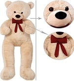 Sevgiliye HEDİYE- 160 cm İthal Kumaş Papyonlu DEV Boy Peluş Ayı Bej