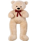 Sevgiliye HEDİYE- 160 cm İthal Kumaş Papyonlu DEV Boy Peluş Ayı Bej