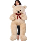 Sevgiliye HEDİYE- 160 cm İthal Kumaş Papyonlu DEV Boy Peluş Ayı Bej