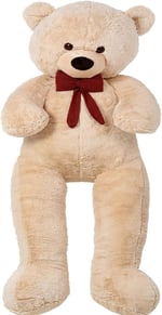 Sevgiliye HEDİYE- 160 cm İthal Kumaş Papyonlu DEV Boy Peluş Ayı Bej