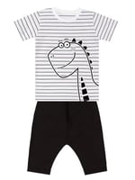 Sevimli Dino Erkek Çocuk T-shirt Kapri Şort Takım