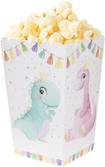 Sevimli Dinozor Temalı Karton Mısır Kutusu Popcorn Kutusu 8'li