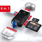Seyahat USB Bellek Kartı Okuyucu Mikro ve Düzenli SD Kartlar Seyahat için - 6 in 1 Dizüstü Güvenli Dijital Evrensel Kompakt OTG Adaptörü