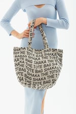 SHAKA U50 Kanvas Kumaş Tek Bölmeli,Çıt Çıt Kapamalı,The Tote Bag Baskılı Kol ve Omuz Çantası