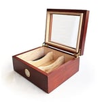 Shark Anatolia Mezmob Masif Yerli Sedir Ağacı Humidor Puro Kutusu Camlı 2 Bölmeli Analog