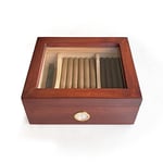 Shark Anatolia Mezmob Masif Yerli Sedir Ağacı Humidor Puro Kutusu Camlı 2 Bölmeli Analog
