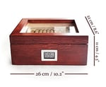 Shark Anatolia Mezmob Masif Yerli Sedir Ağacı Humidor Puro Kutusu Camlı 2 Bölmeli Dijital