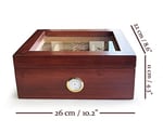 Shark Anatolia Mezmob Masif Yerli Sedir Ağacı Humidor Puro Kutusu Camlı 2 Bölmeli Analog