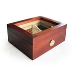 Shark Anatolia Mezmob Masif Yerli Sedir Ağacı Humidor Puro Kutusu Camlı 2 Bölmeli Analog