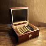 Shark Anatolia Mezmob Masif Yerli Sedir Ağacı Humidor Puro Kutusu Camlı 2 Bölmeli Analog