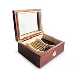 Shark Anatolia Mezmob Masif Yerli Sedir Ağacı Humidor Puro Kutusu Camlı 2 Bölmeli Analog