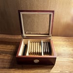 Shark Anatolia Mezmob Masif Yerli Sedir Ağacı Humidor Puro Kutusu Camlı 2 Bölmeli Analog