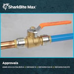 SharkBite Max 1/2 İnç Küresel Vana, Pirinç Tesisat Bağlantısı Bağlantısı için İtin, Su Kapatma, PEX Boru, Bakır, CPVC, PE-RT, HDPE, UR22222A
