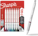 SHARPIE S-Jel Kalemler, Moda Varil Jel Kalemler, İnci Beyaz Gövde, Orta (0,7 mm) Nokta, Kalın Mürekkep Renkleri, 8 Adet