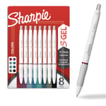 SHARPIE S-Jel Kalemler, Moda Varil Jel Kalemler, İnci Beyaz Gövde, Orta (0,7 mm) Nokta, Kalın Mürekkep Renkleri, 8 Adet
