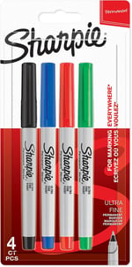 Sharpie Ultra Fine, Süper İnce Uç, Karışık 4'lü Paket