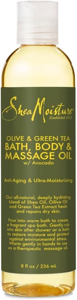 SHEA MOISTURE Masaj Yağı - Avokado Yağı ile Zeytin ve Yeşil Çay, Kuru Ciltler İçin Derin Nemlendirici Banyo ve Vücut Masaj Yağları, 8 Fl Oz