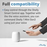 Shelly 1 Mini Gen 3 | WiFi ve Bluetooth Smart Switch Röle 1 Kanal 8A | Ev Otomasyonu | Alexa ve Google Home ile Uyumlu | iOS Android Uygulaması | Hub Gerekmez | Kuru Kontaklar