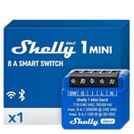 Shelly 1 Mini Gen 3 | WiFi ve Bluetooth Smart Switch Röle 1 Kanal 8A | Ev Otomasyonu | Alexa ve Google Home ile Uyumlu | iOS Android Uygulaması | Hub Gerekmez | Kuru Kontaklar