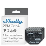 Shelly 2PM Gen4, Wi-Fi ile çalışan akıllı röle şalteri, 16A, güç ölçümü, panjur şalteri, ev otomasyonu, uzaktan kumanda, hub gerekmez, Alexa, HomeKit & Googlе, Zigbee, Matter, 1 adet