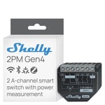Shelly 2PM Gen4, Wi-Fi ile çalışan akıllı röle şalteri, 16A, güç ölçümü, panjur şalteri, ev otomasyonu, uzaktan kumanda, hub gerekmez, Alexa, HomeKit & Googlе, Zigbee, Matter, 1 adet